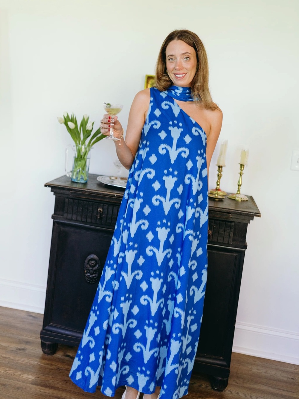 Vestique Lottie Blue One Shoulder Maxi Dress